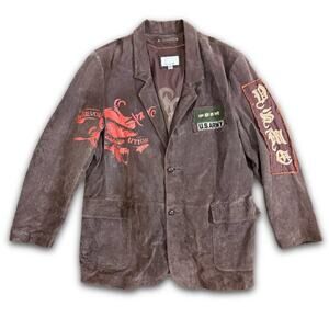 Wilsons Leather M. Julian Brown Suede Military Inspired Jacket Sz XXL Button Up